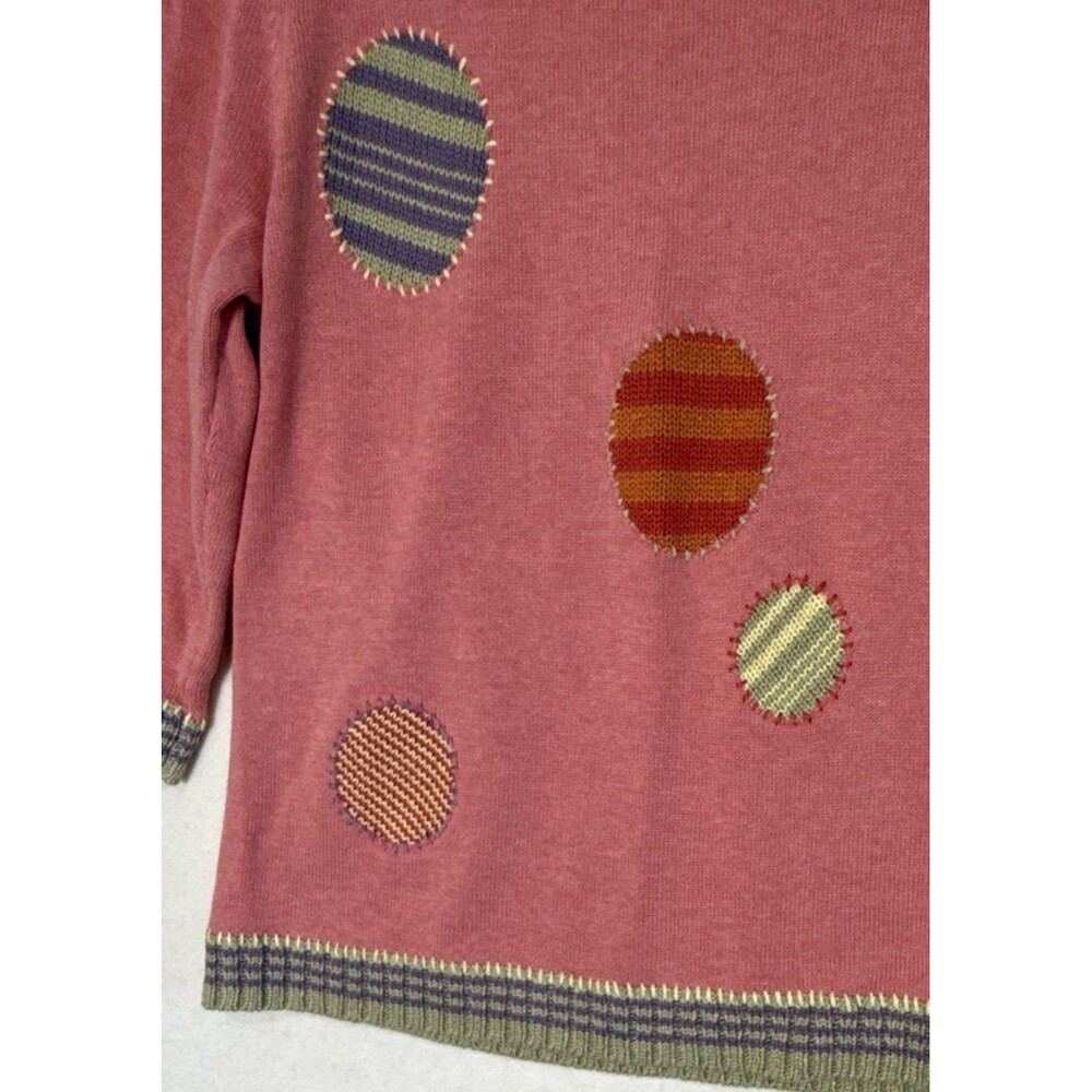 Vintage Christopher & Banks LG Pink Hand Embroidered Knit Scoop Neck Sweater Y2K - Picture 2 of 8